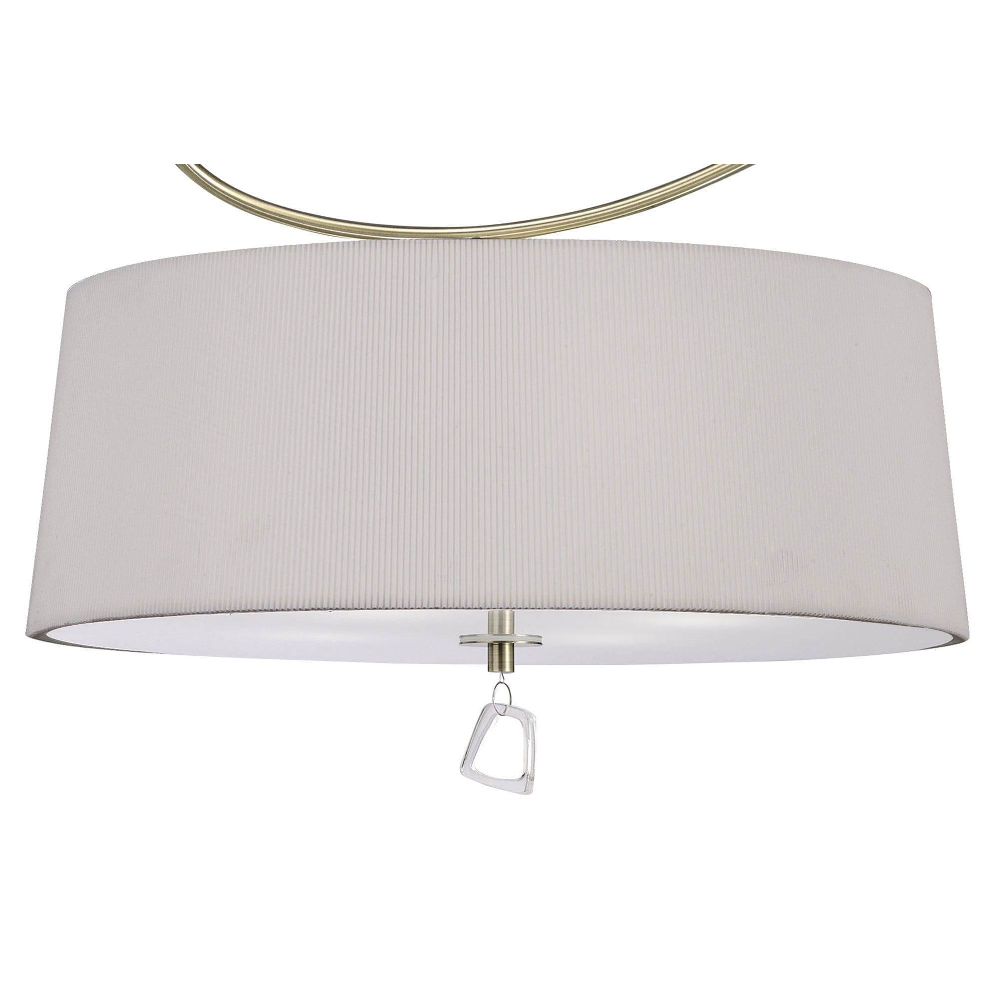 M1645AB Mara Semi Flush 4 Light E27 Round Antique Brass Ivory White Shade