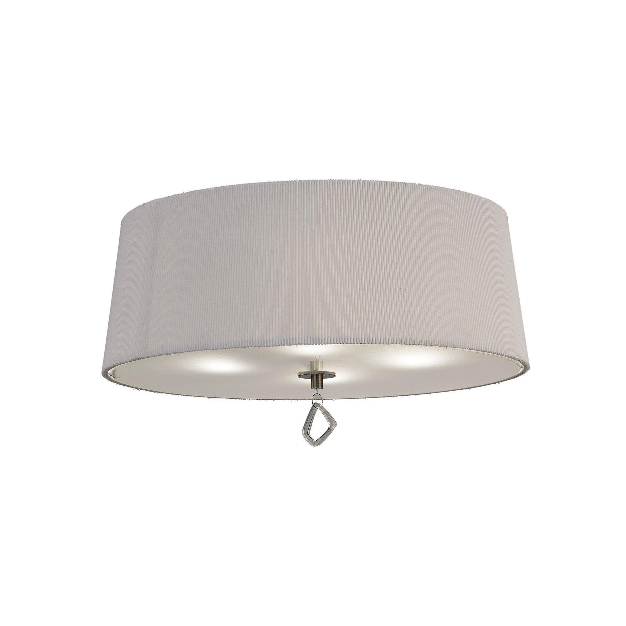 M1646AB Mara Flush Ceiling 4 Light E27 Round Antique Brass Ivory White Shade