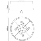 M1646AB Mara Flush Ceiling 4 Light E27 Round Antique Brass Ivory White Shade