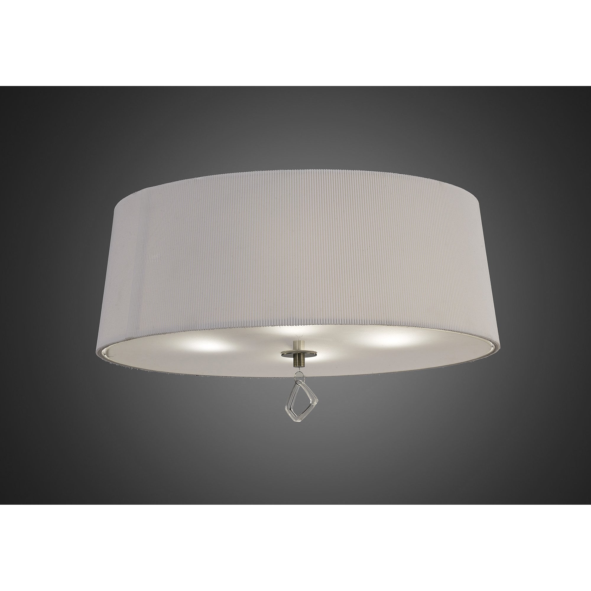 M1646AB Mara Flush Ceiling 4 Light E27 Round Antique Brass Ivory White Shade