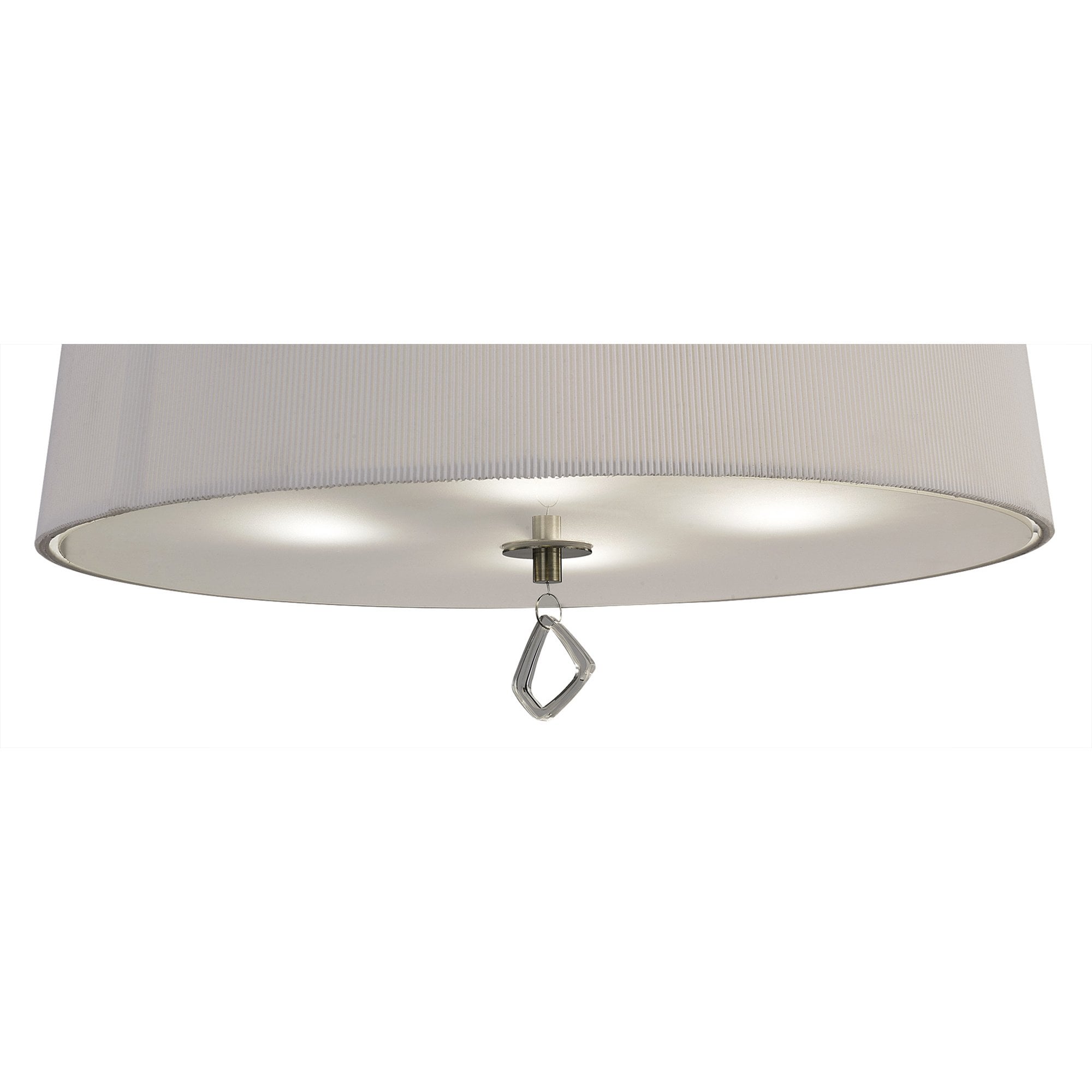 M1646AB Mara Flush Ceiling 4 Light E27 Round Antique Brass Ivory White Shade