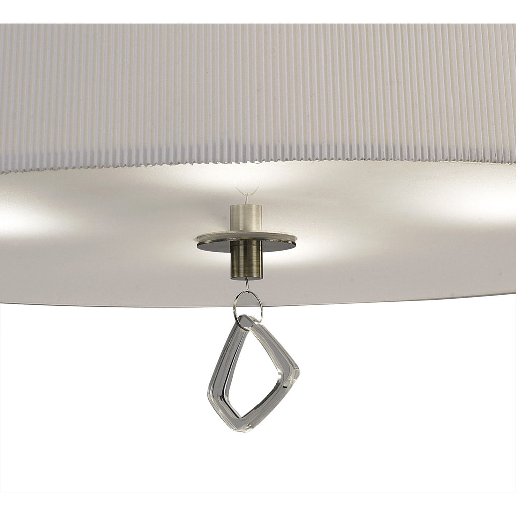 M1646AB Mara Flush Ceiling 4 Light E27 Round Antique Brass Ivory White Shade