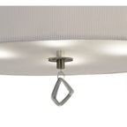 M1646AB Mara Flush Ceiling 4 Light E27 Round Antique Brass Ivory White Shade