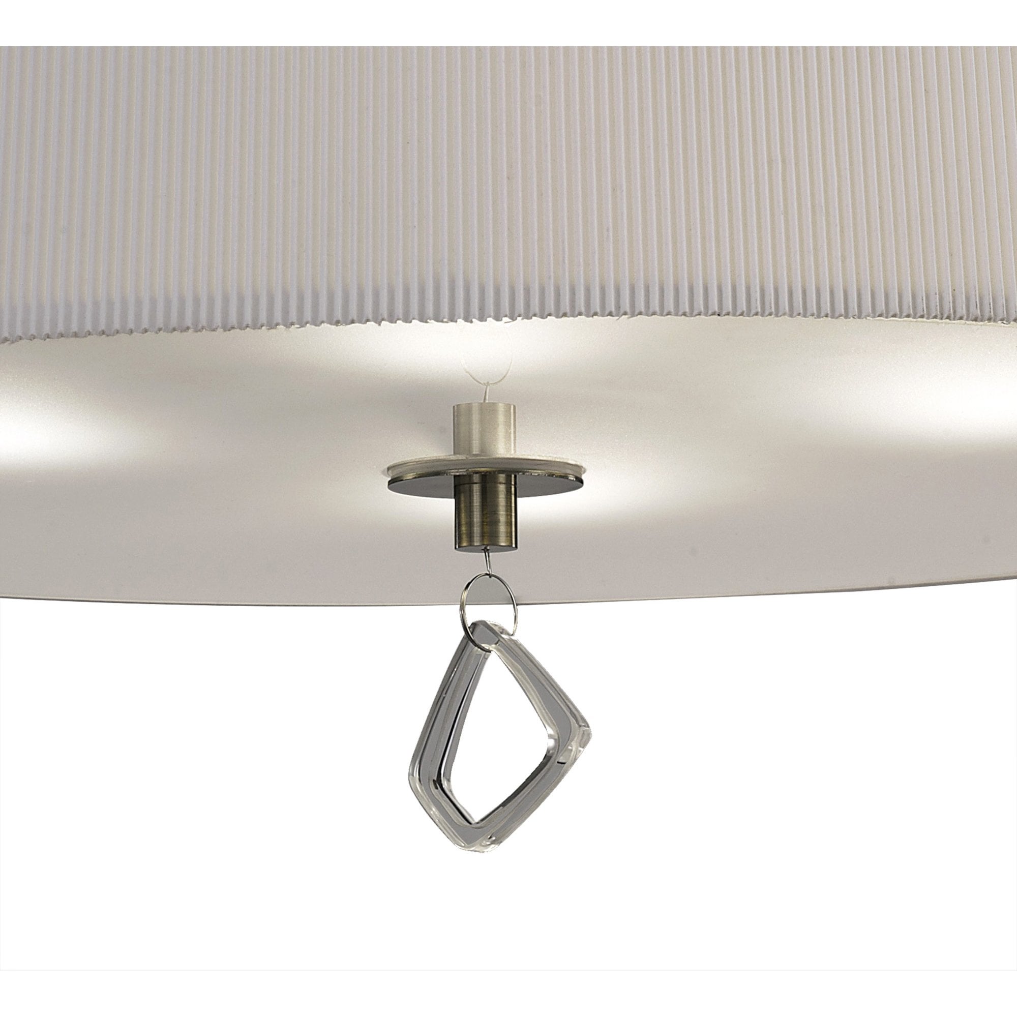 M1646AB Mara Flush Ceiling 4 Light E27 Round Antique Brass Ivory White Shade