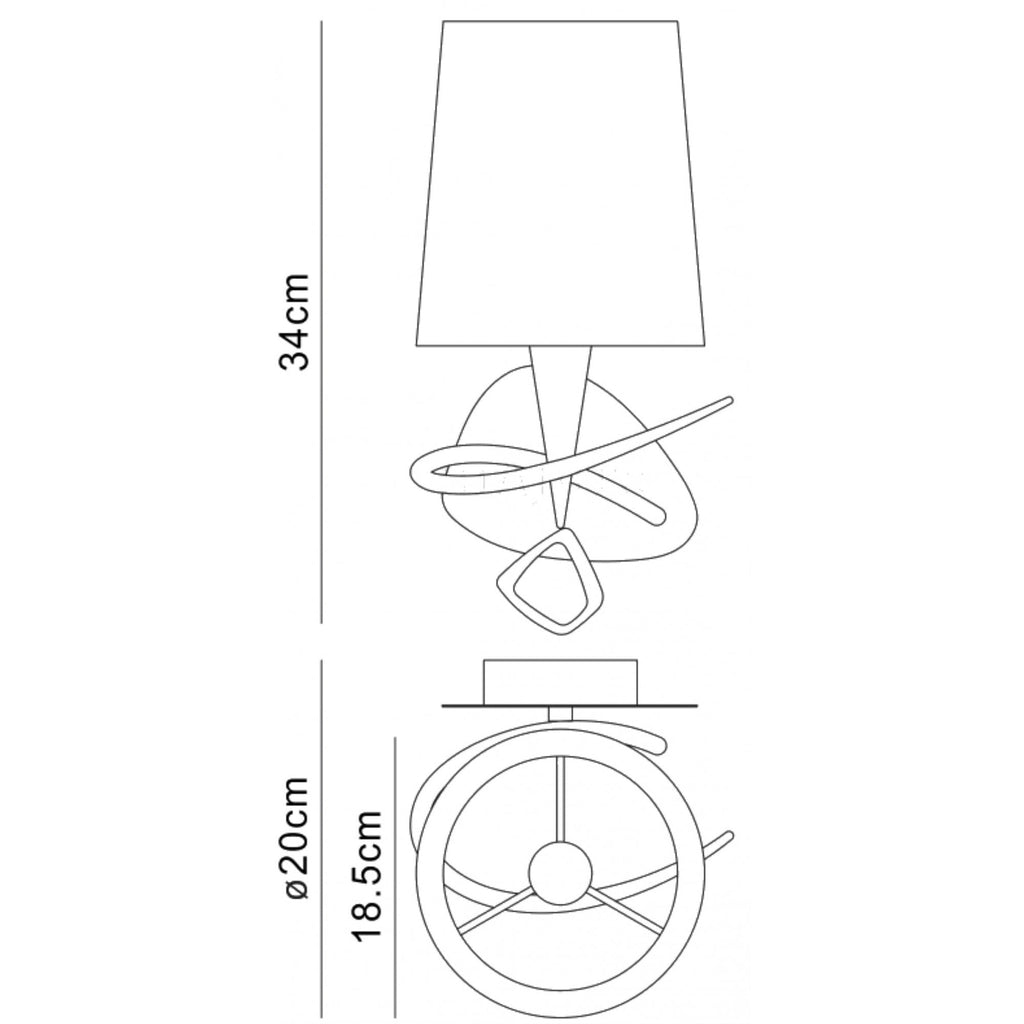 M1647/S/BS Mara Wall Lamp Switched 1 Light E14 Polished Chrome Black Shade
