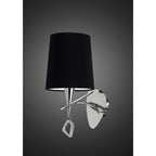 M1647/S/BS Mara Wall Lamp Switched 1 Light E14 Polished Chrome Black Shade