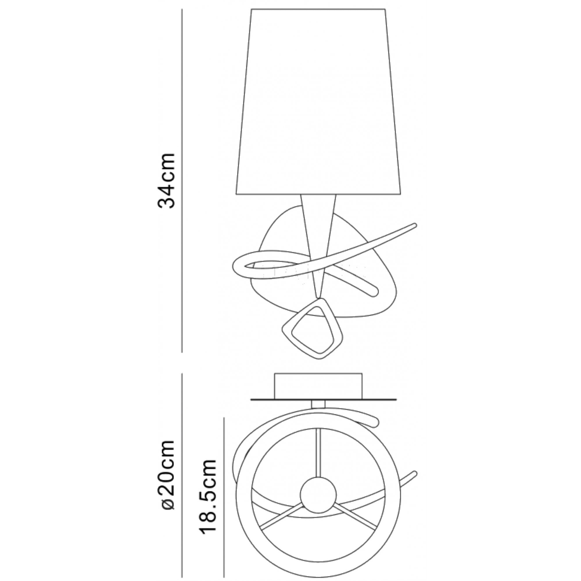 M1647/S Mara Wall Lamp Switched 1 Light E14 Polished Chrome Ivory White Shade