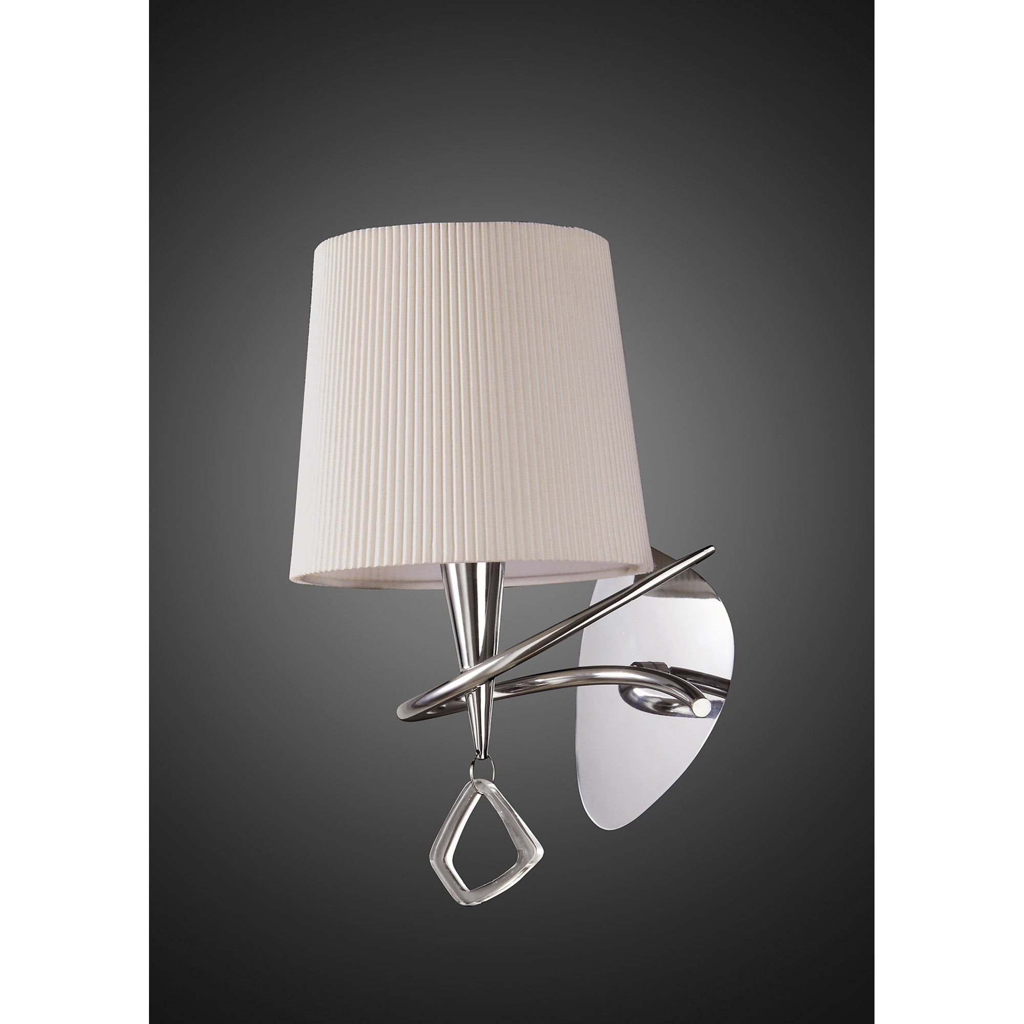 M1647/S Mara Wall Lamp Switched 1 Light E14 Polished Chrome Ivory White Shade