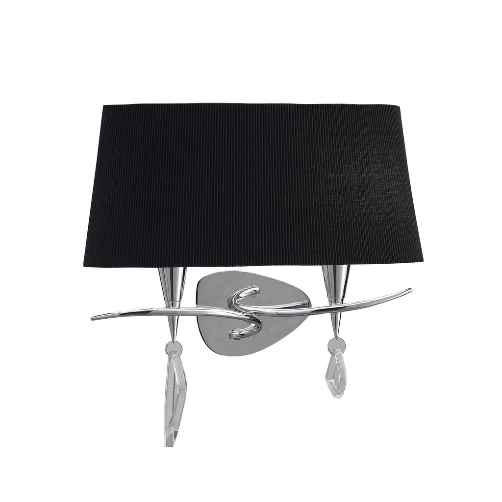 M1648/S/BS Mara Wall Lamp Switched 2 Light Polished Chrome Black Shade
