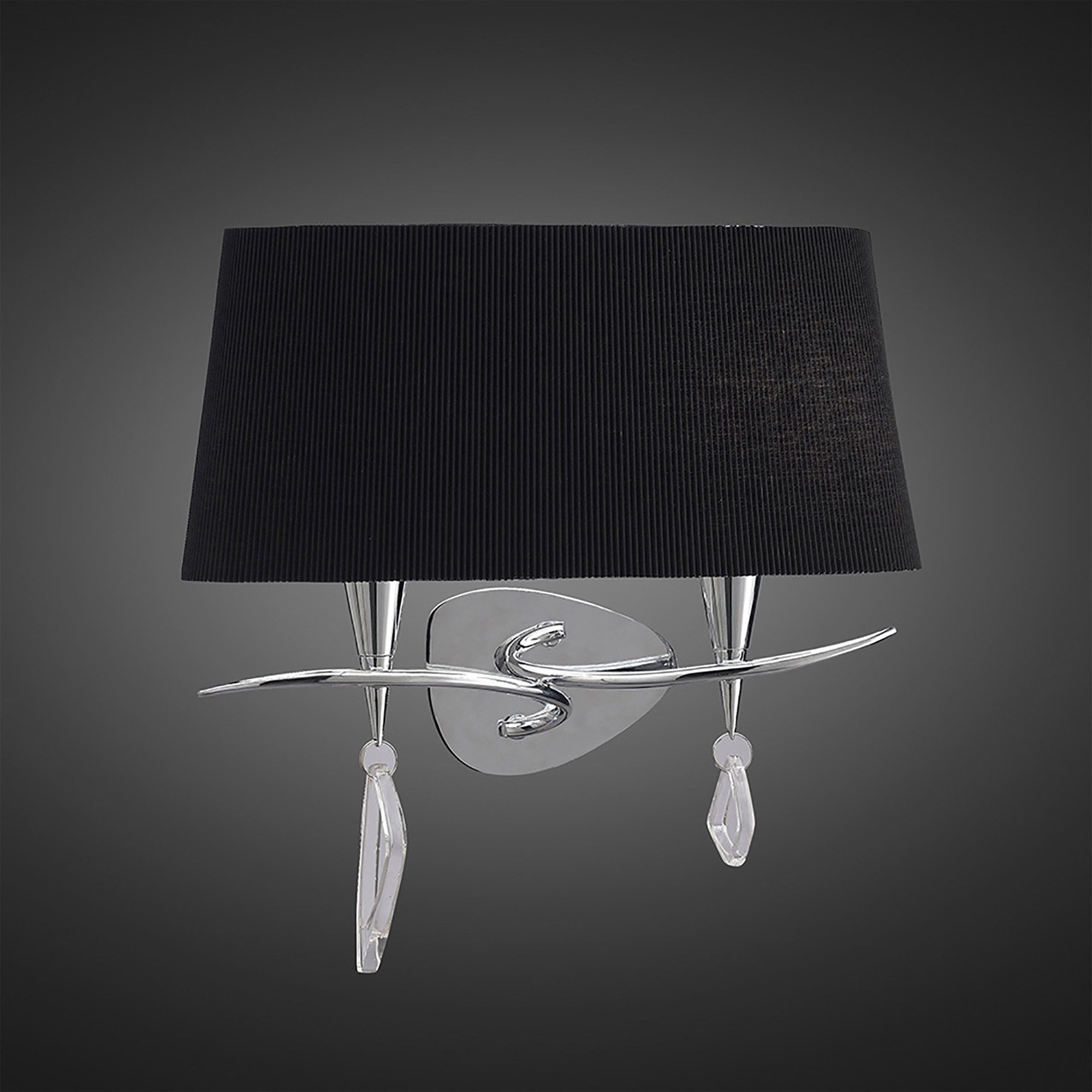 M1648/S/BS Mara Wall Lamp Switched 2 Light Polished Chrome Black Shade