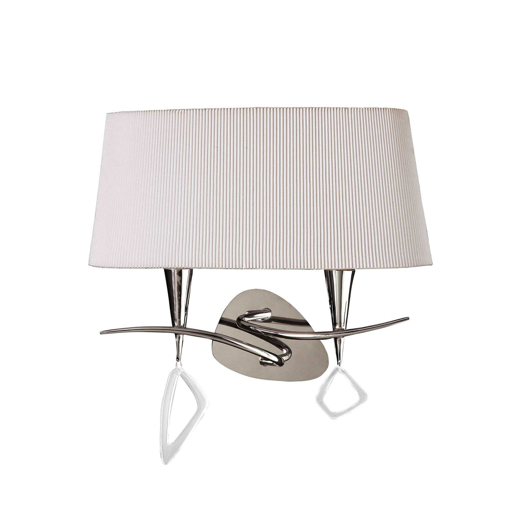 M1648/S Mara Wall Lamp Switched 2 Light E14 Polished Chrome Ivory White Shade