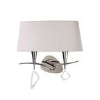 M1648/S Mara Wall Lamp Switched 2 Light E14 Polished Chrome Ivory White Shade