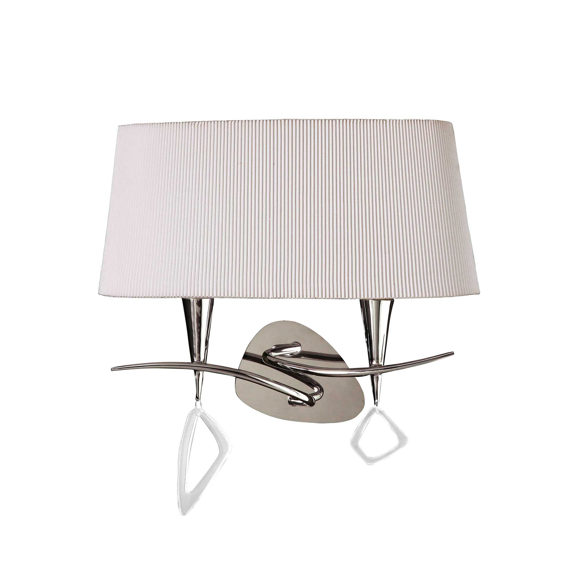 M1648/S Mara Wall Lamp Switched 2 Light E14 Polished Chrome Ivory White Shade