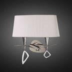 M1648/S Mara Wall Lamp Switched 2 Light E14 Polished Chrome Ivory White Shade