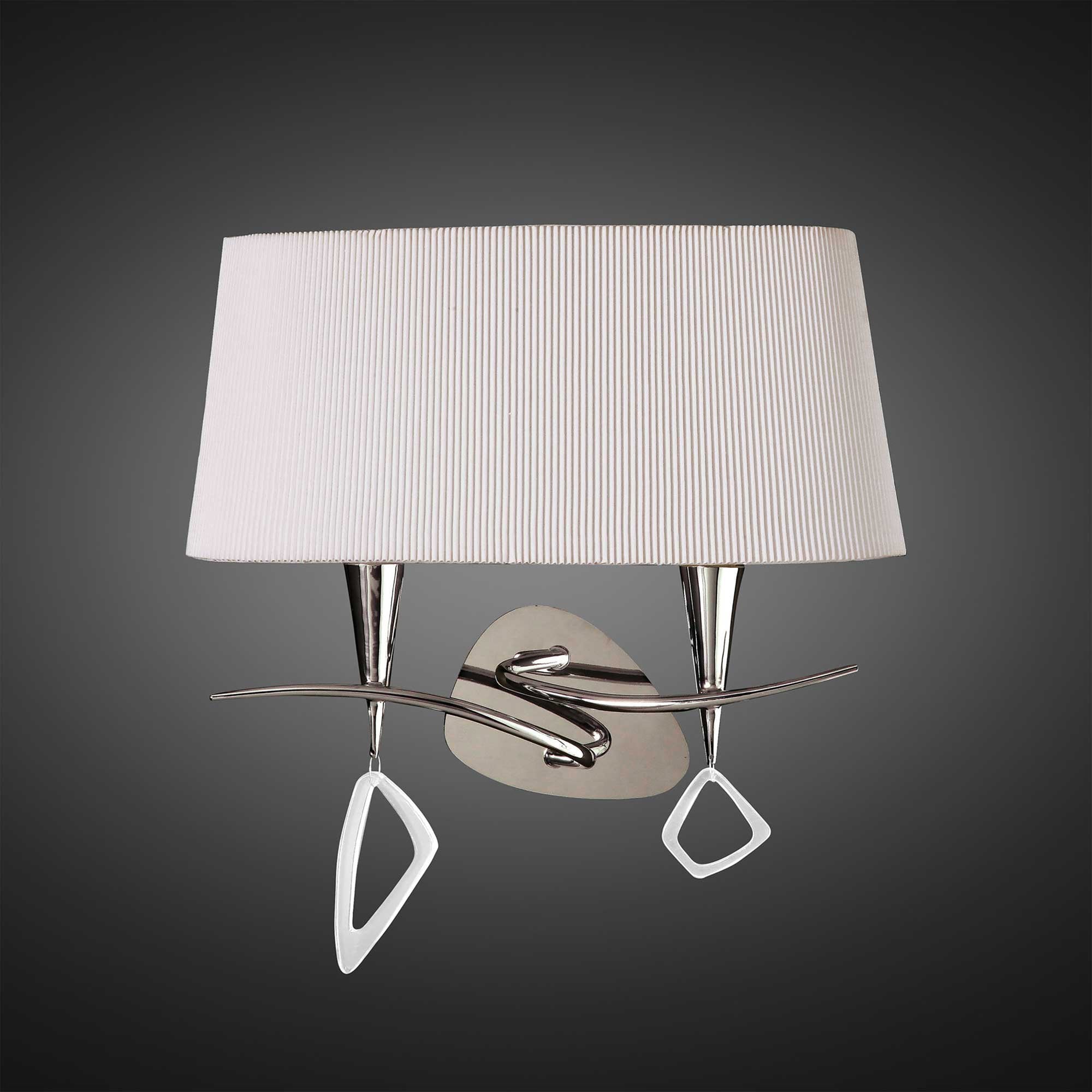 M1648/S Mara Wall Lamp Switched 2 Light E14 Polished Chrome Ivory White Shade
