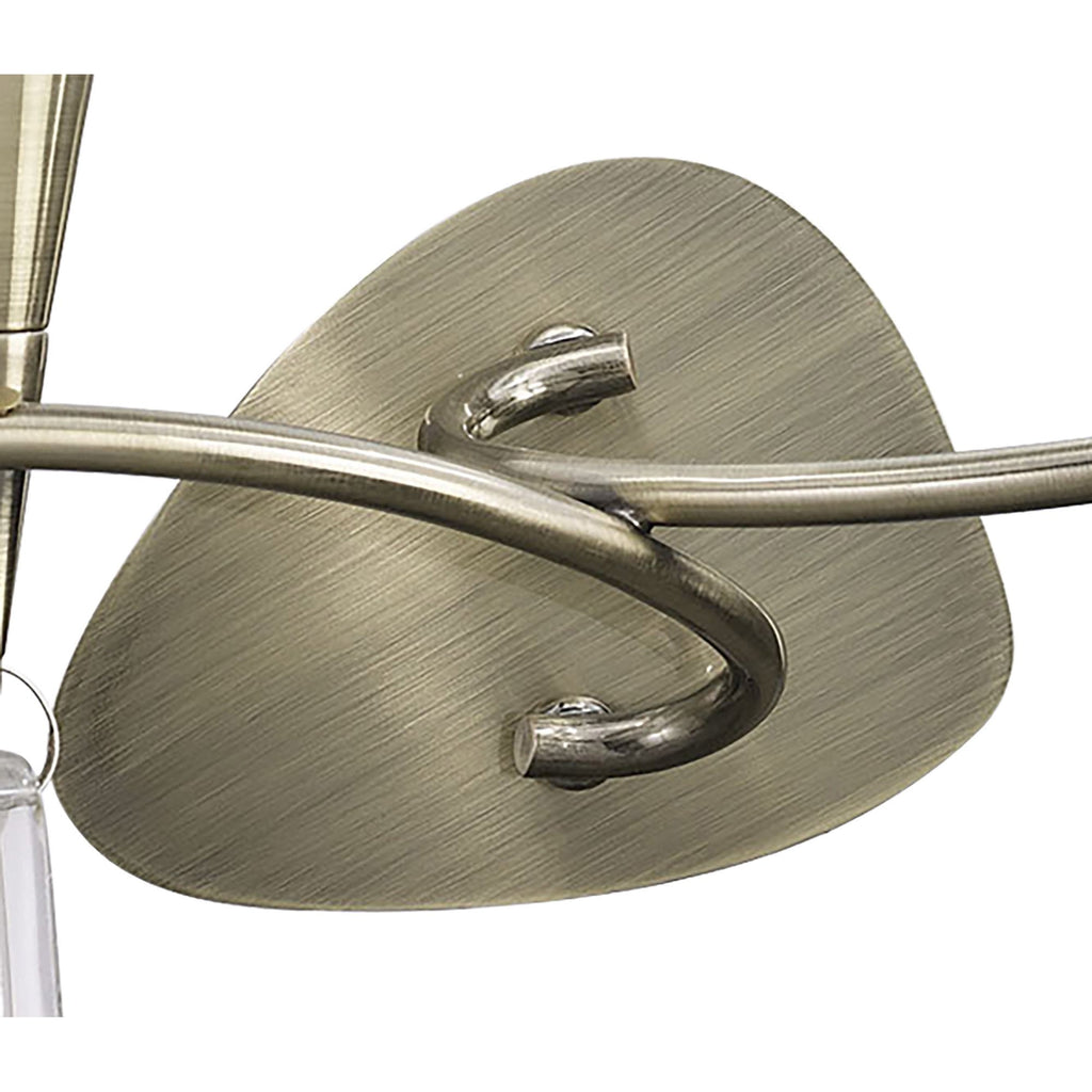 M1648AB Mara Wall Lamp 2 Light E14 Antique Brass Ivory White Shade