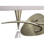 M1648AB Mara Wall Lamp 2 Light E14 Antique Brass Ivory White Shade