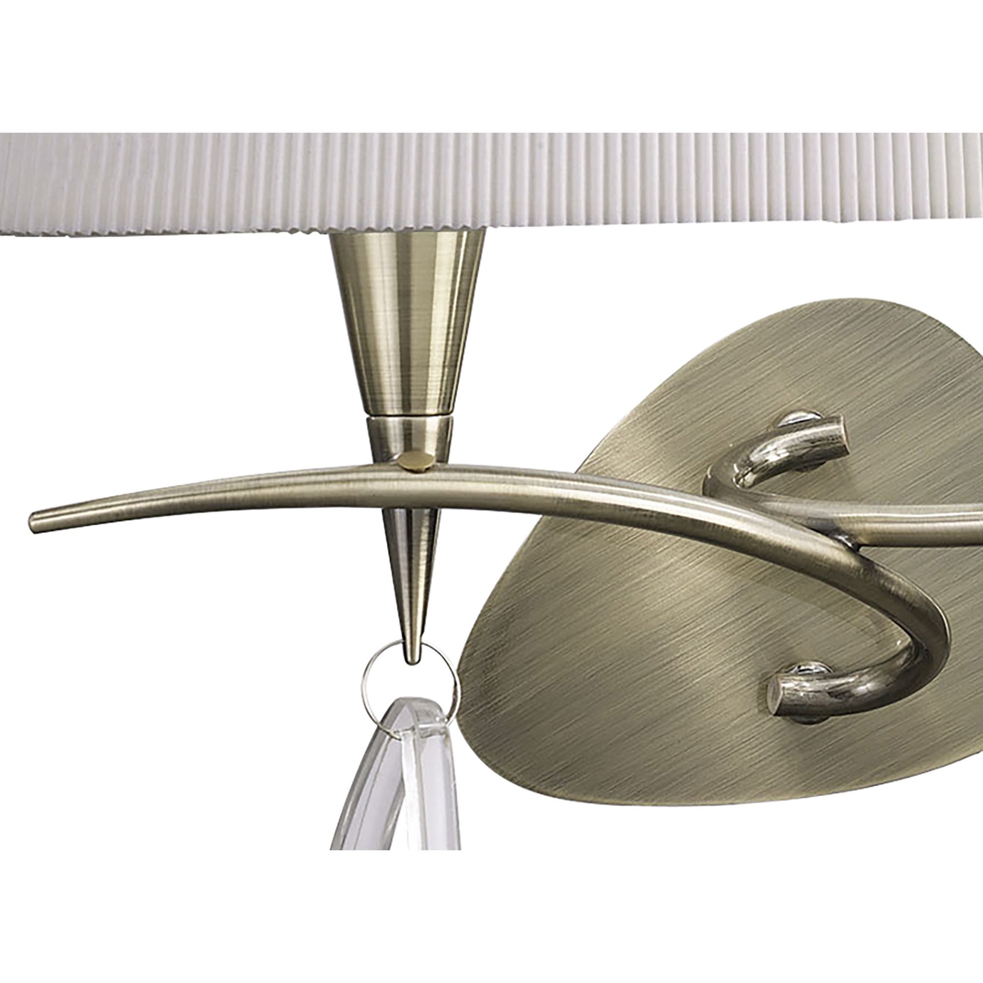M1648AB Mara Wall Lamp 2 Light E14 Antique Brass Ivory White Shade