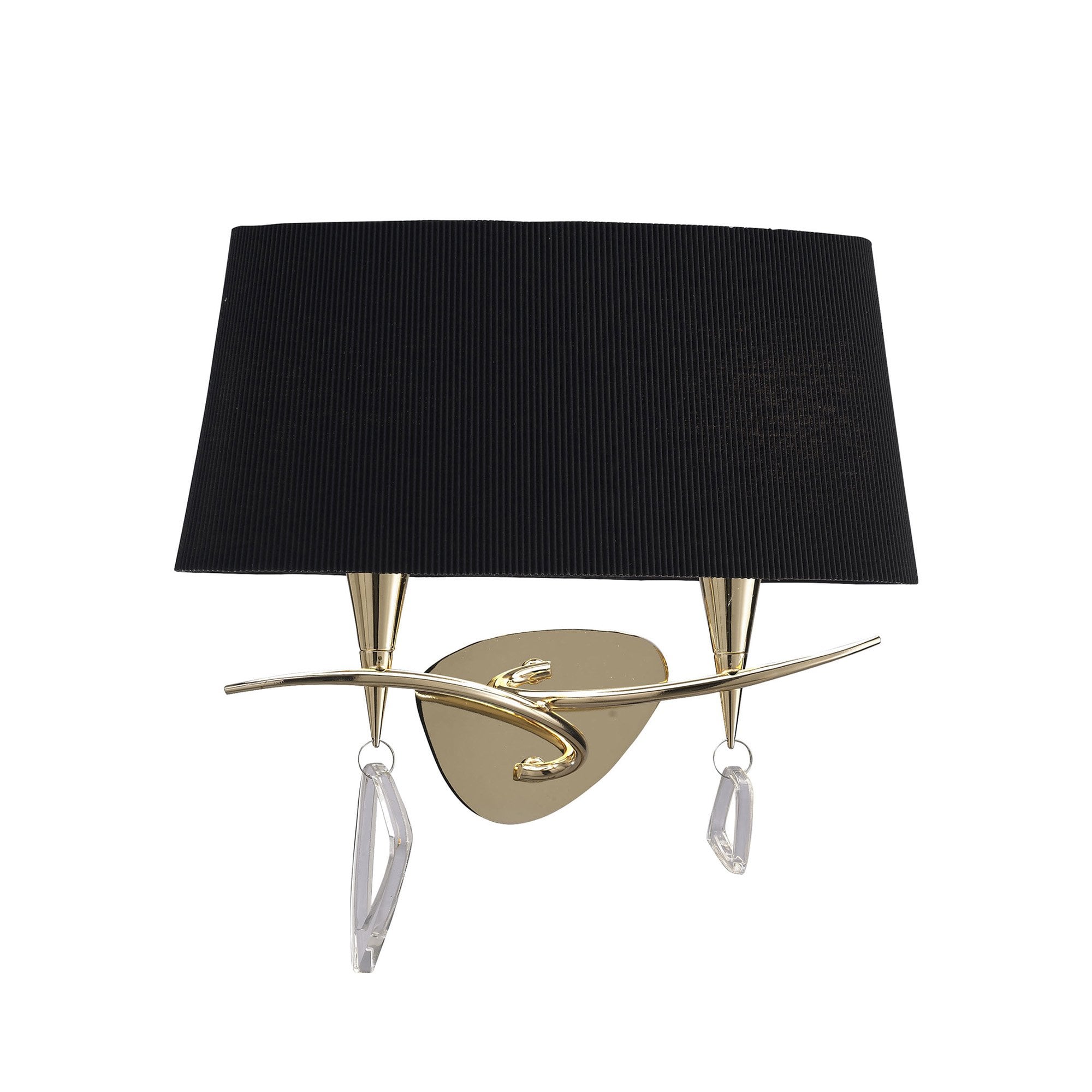 M1648FG/S/BS Mara Wall Lamp Switched 2 Light E14 French Gold Black Shade
