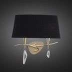 M1648FG/S/BS Mara Wall Lamp Switched 2 Light E14 French Gold Black Shade