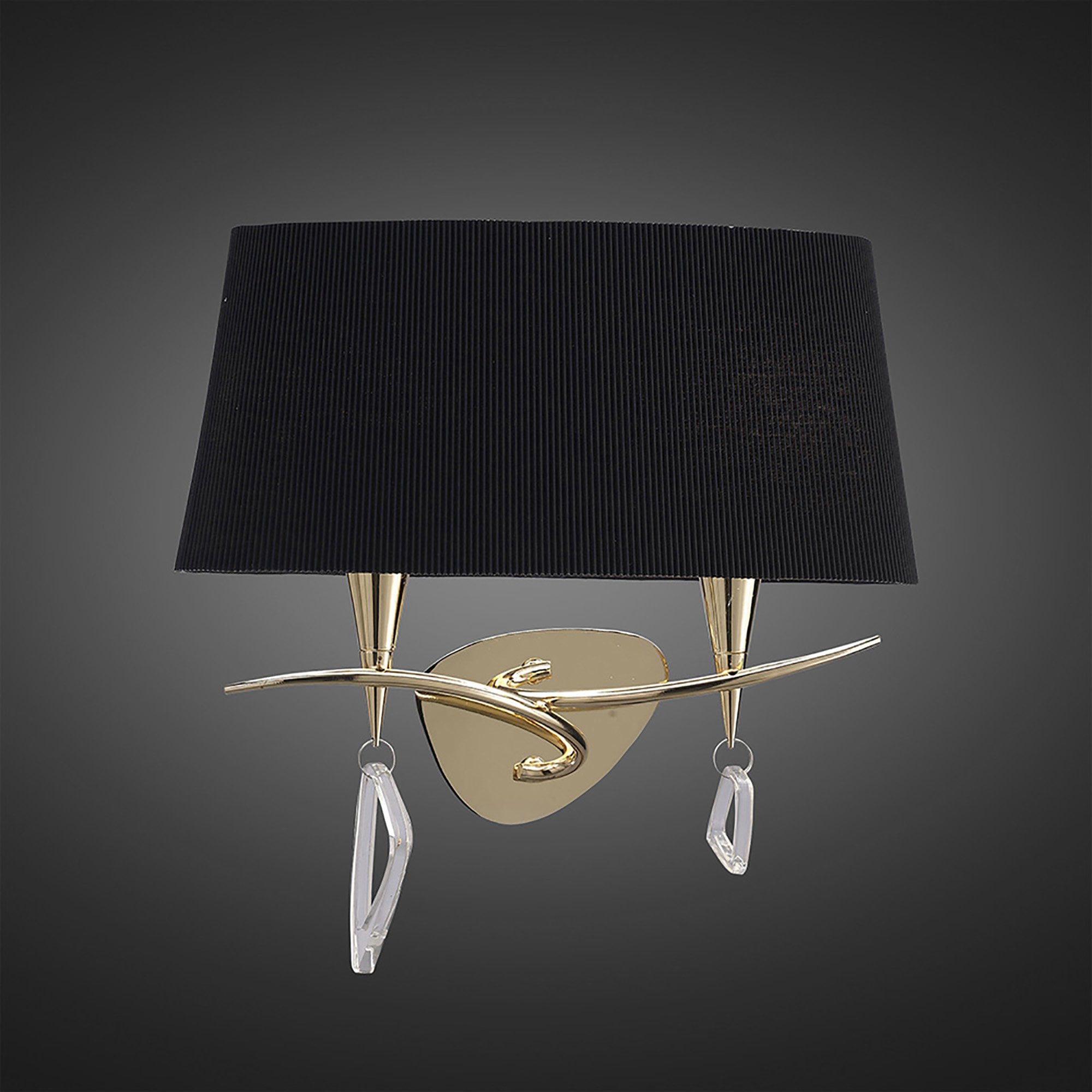 M1648FG/S/BS Mara Wall Lamp Switched 2 Light E14 French Gold Black Shade