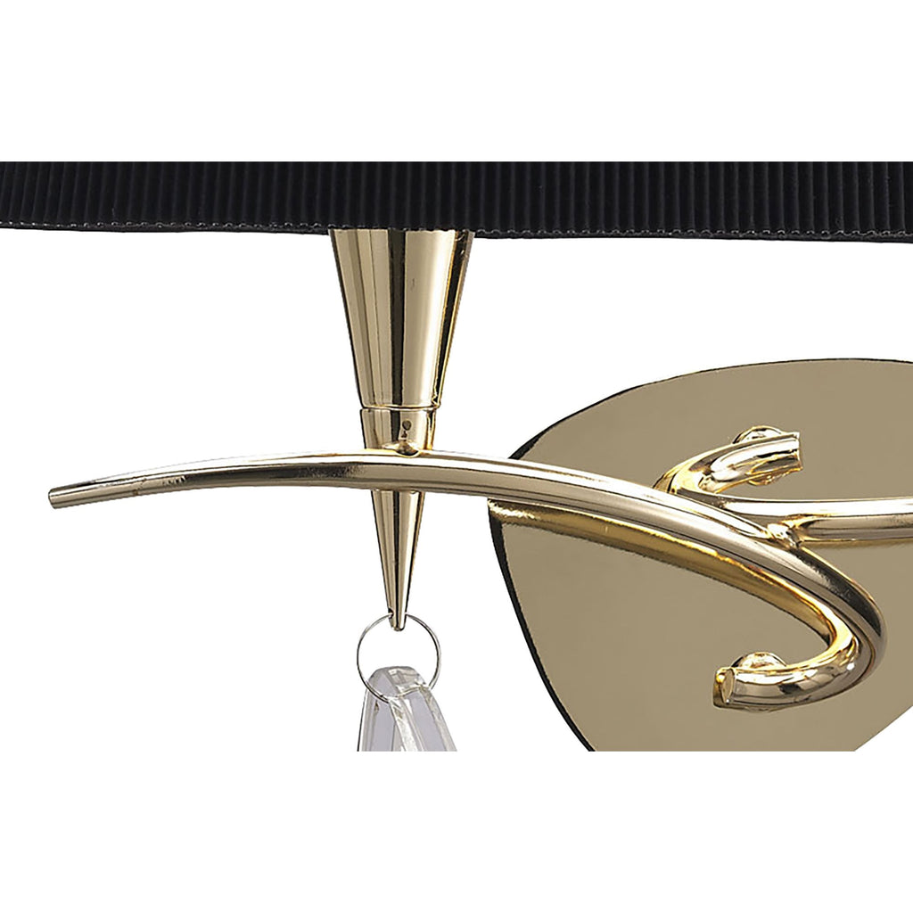 M1648FG/S/BS Mara Wall Lamp Switched 2 Light E14 French Gold Black Shade