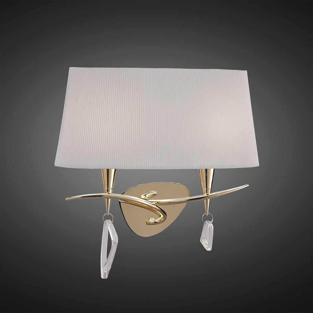 M1648FG/S Mara Wall Lamp Switched 2 Light E14 French Gold Ivory White Shade