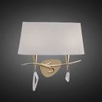 M1648FG/S Mara Wall Lamp Switched 2 Light E14 French Gold Ivory White Shade
