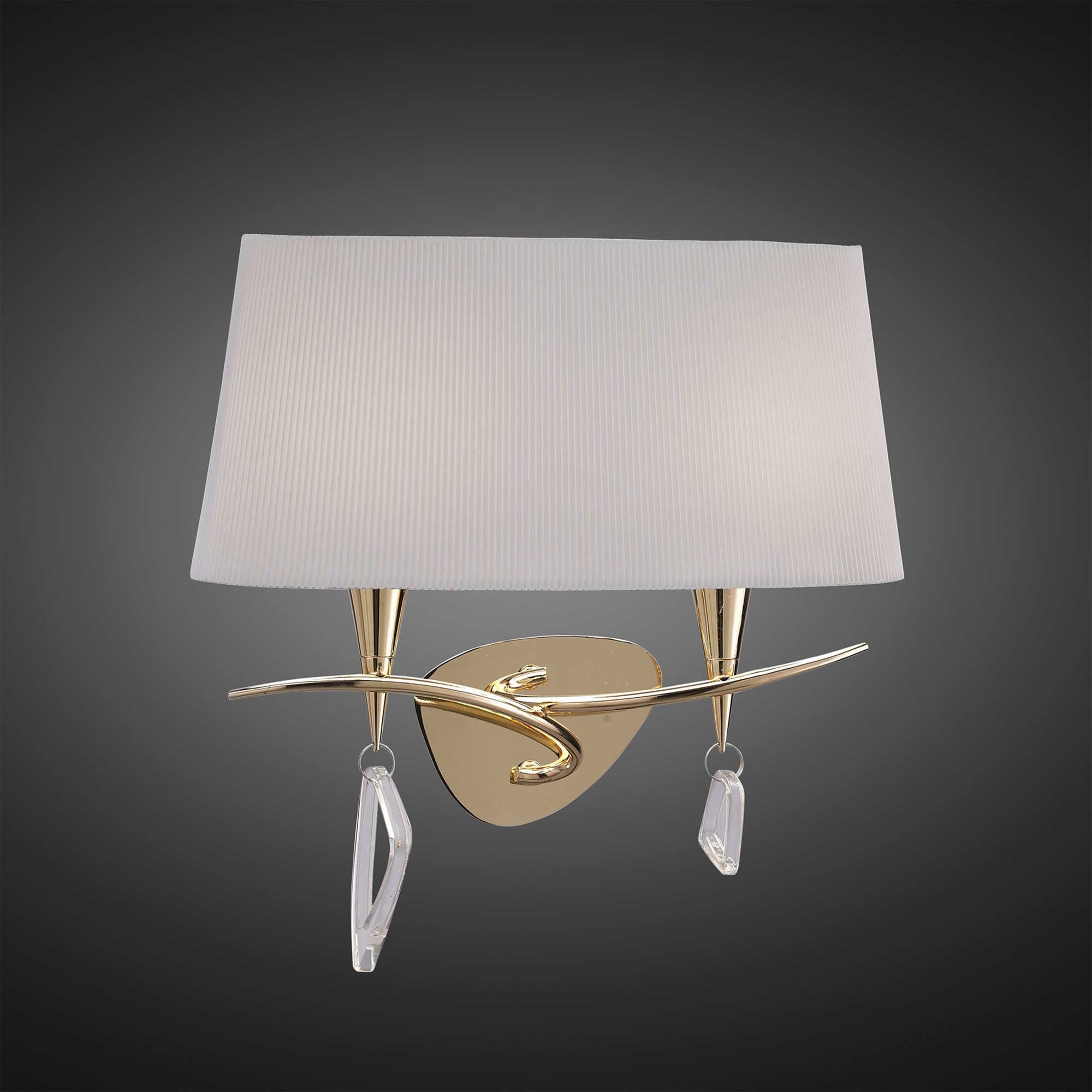 M1648FG/S Mara Wall Lamp Switched 2 Light E14 French Gold Ivory White Shade