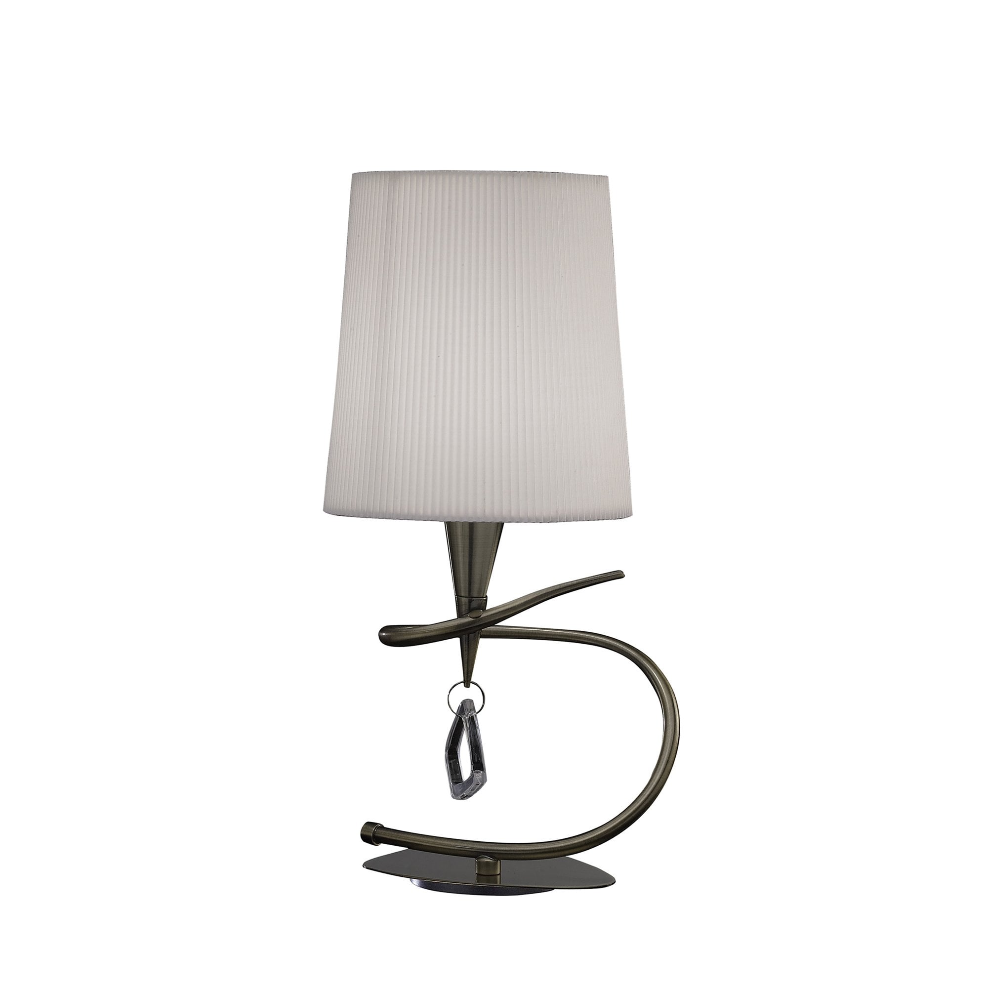 M1649AB Mara Table Lamp 1 Light E14 Small Antique Brass Ivory White Shade