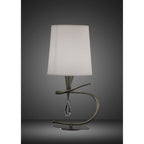 M1649AB Mara Table Lamp 1 Light E14 Small Antique Brass Ivory White Shade