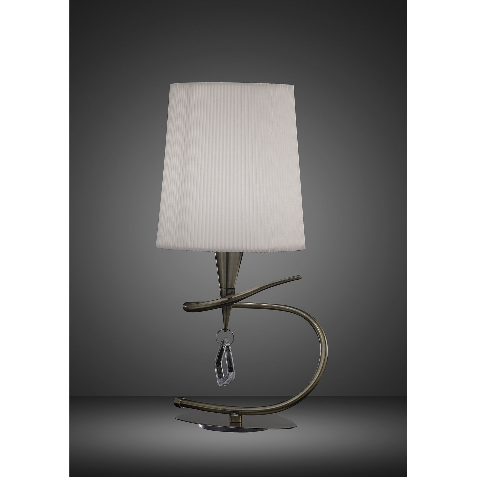 M1649AB Mara Table Lamp 1 Light E14 Small Antique Brass Ivory White Shade