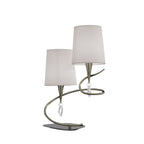 M1651AB Mara Table Lamp 2 Light E14 Antique Brass Ivory White Shades