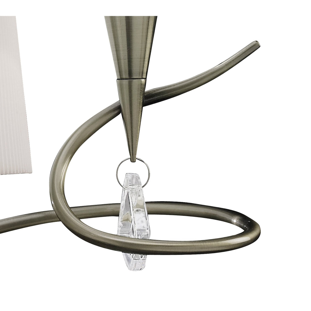 M1651AB Mara Table Lamp 2 Light E14 Antique Brass Ivory White Shades