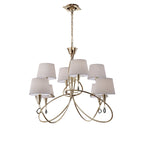 M1654FG Mara Pendant 2 Tier 8 Light E14 French Gold Ivory White Shades