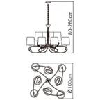 M1654FG Mara Pendant 2 Tier 8 Light E14 French Gold Ivory White Shades