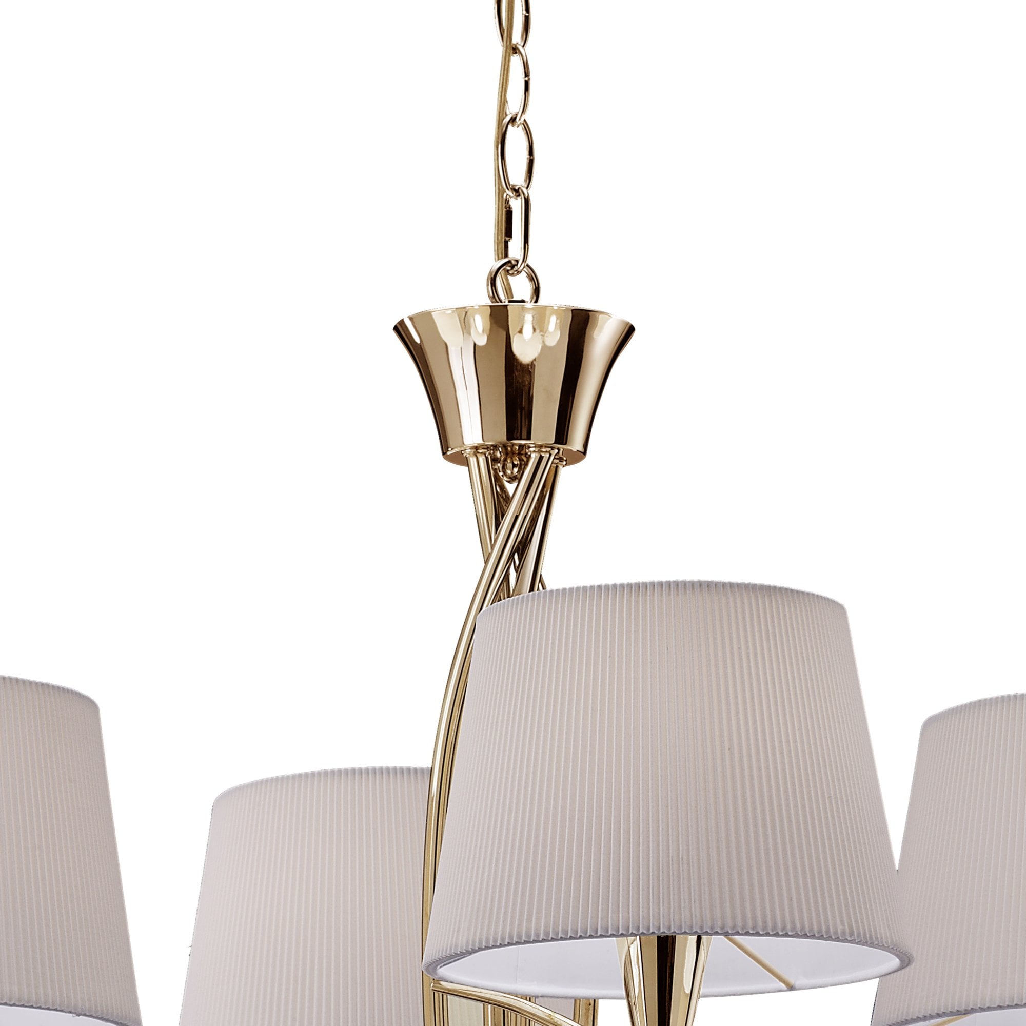 M1654FG Mara Pendant 2 Tier 8 Light E14 French Gold Ivory White Shades