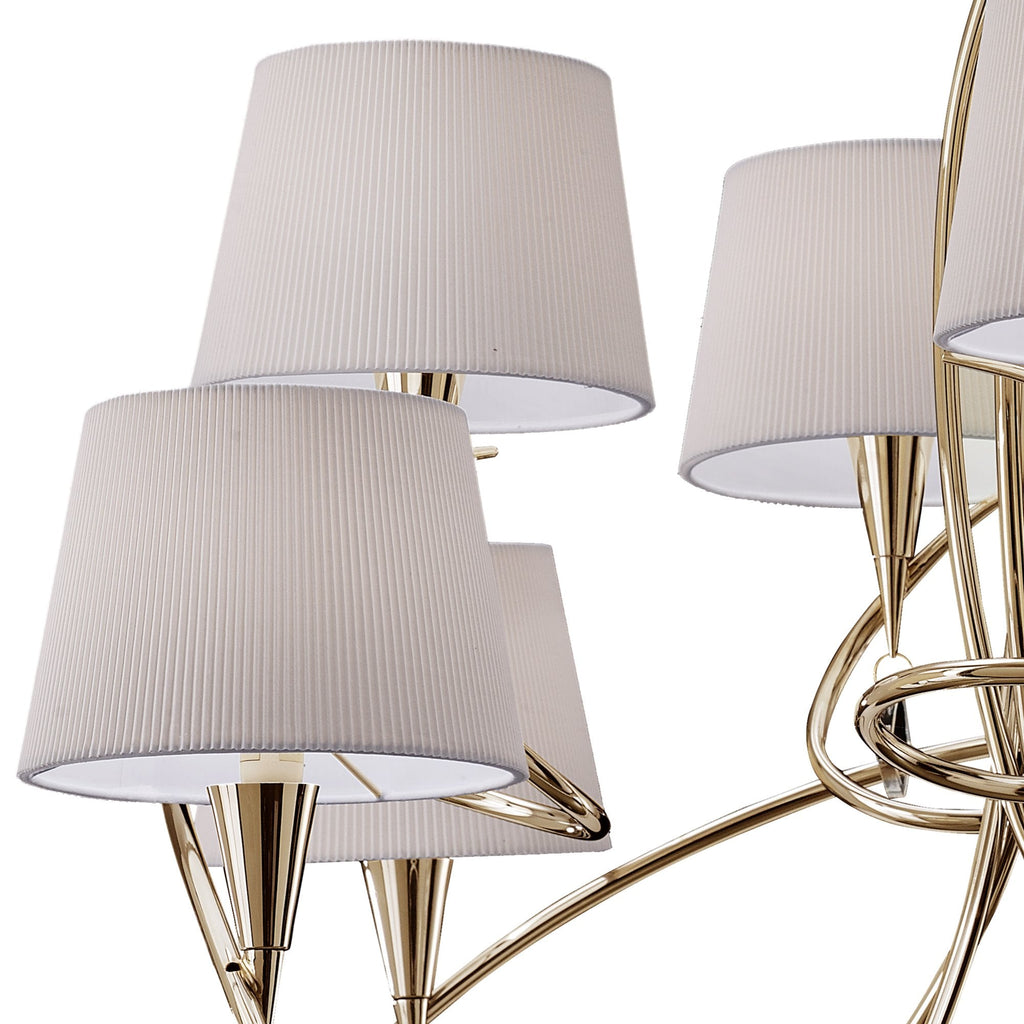 M1654FG Mara Pendant 2 Tier 8 Light E14 French Gold Ivory White Shades