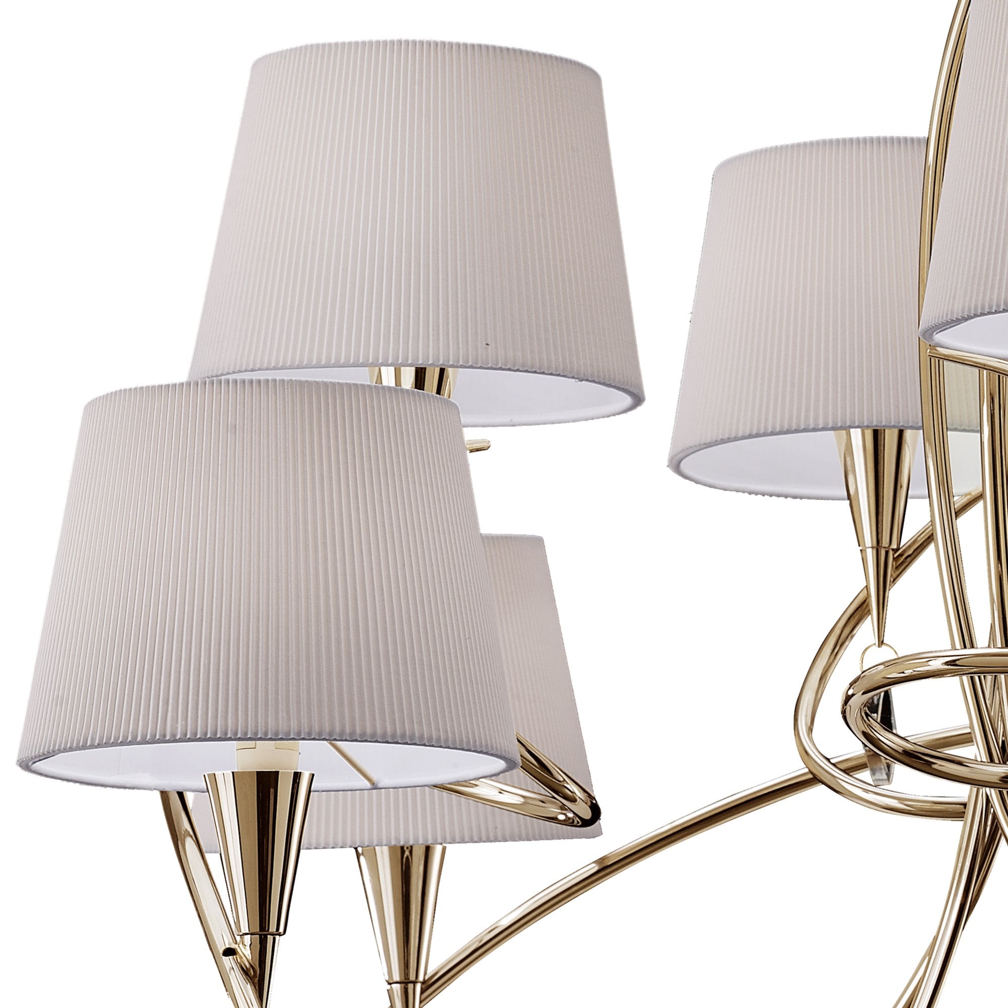 M1654FG Mara Pendant 2 Tier 8 Light E14 French Gold Ivory White Shades