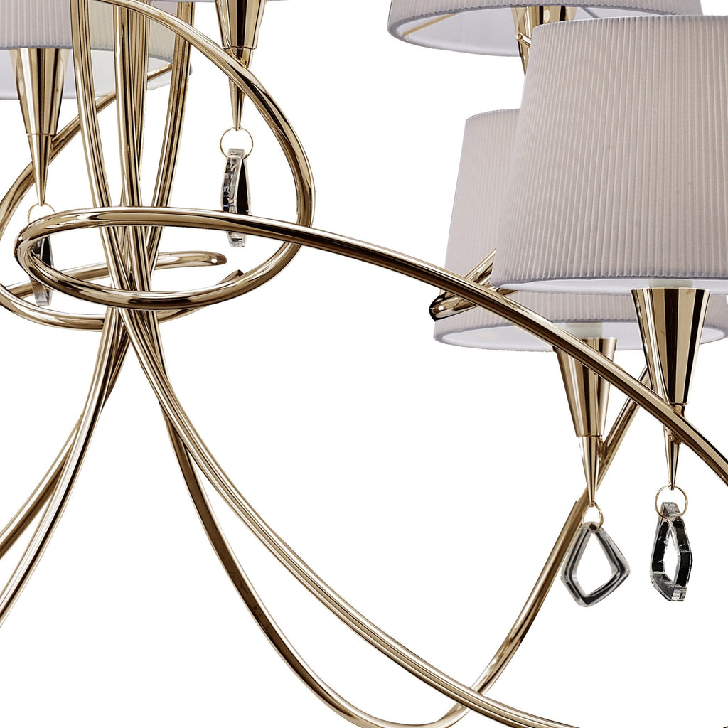M1654FG Mara Pendant 2 Tier 8 Light E14 French Gold Ivory White Shades