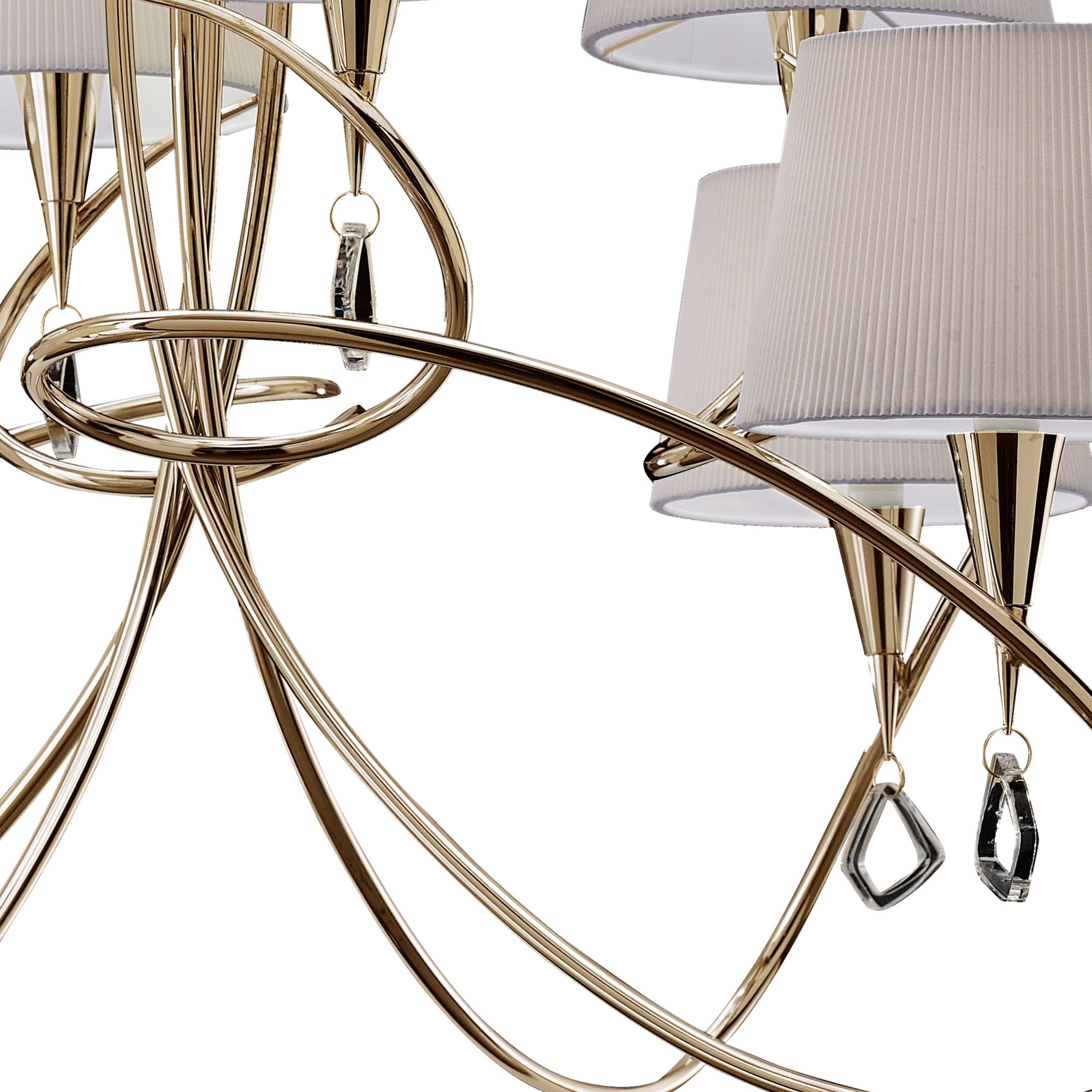 M1654FG Mara Pendant 2 Tier 8 Light E14 French Gold Ivory White Shades