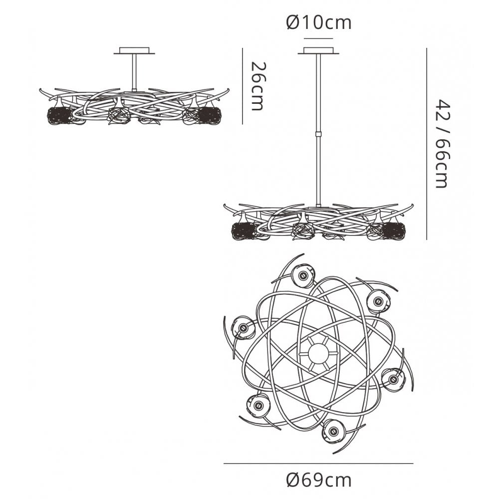 M3942 Maremagnum Telescopic Convertible To Semi Flush 6 Light G9 Polished Chrome