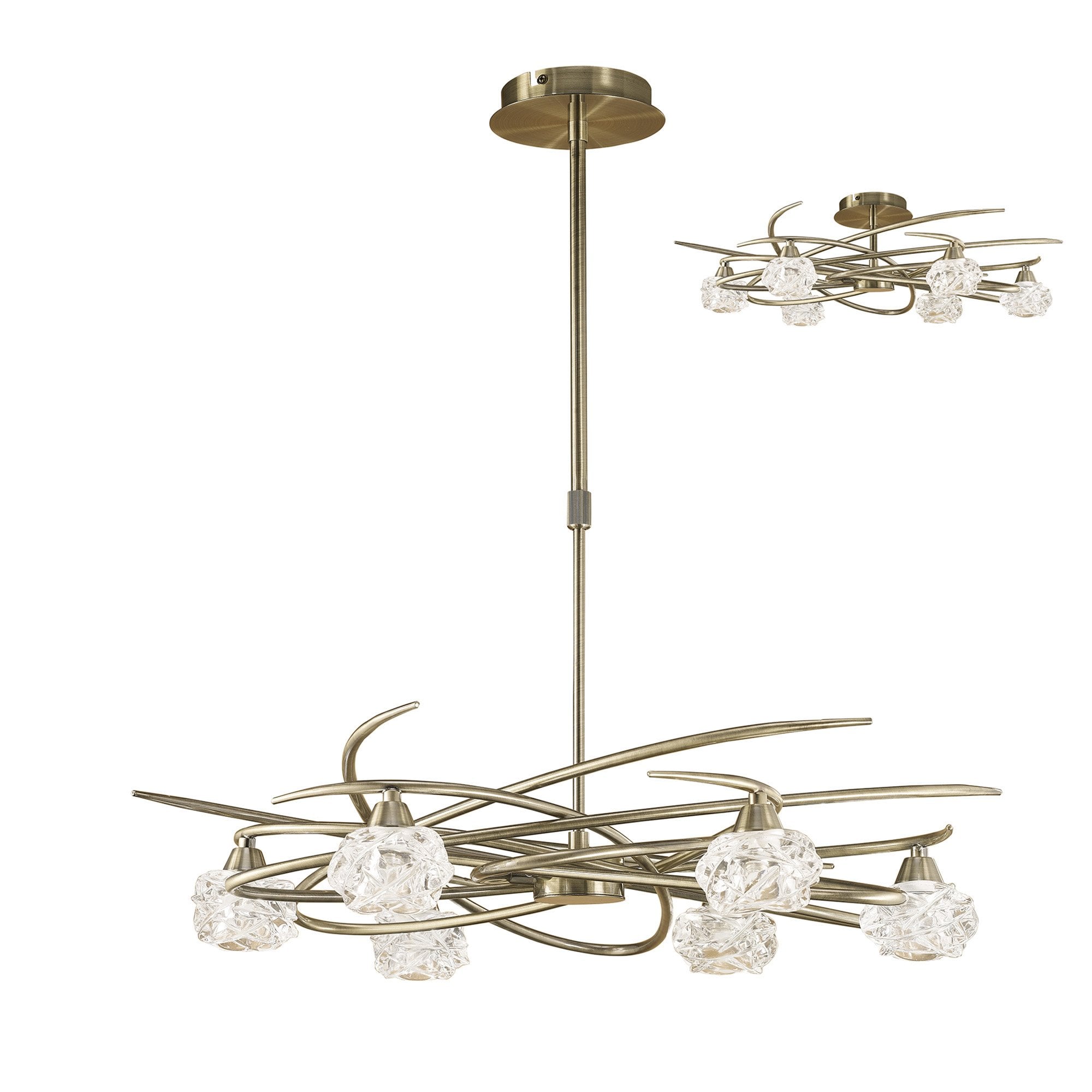 M4072 Maremagnum Telescopic Convertible To Semi Flush 6 Light G9 Antique Brass
