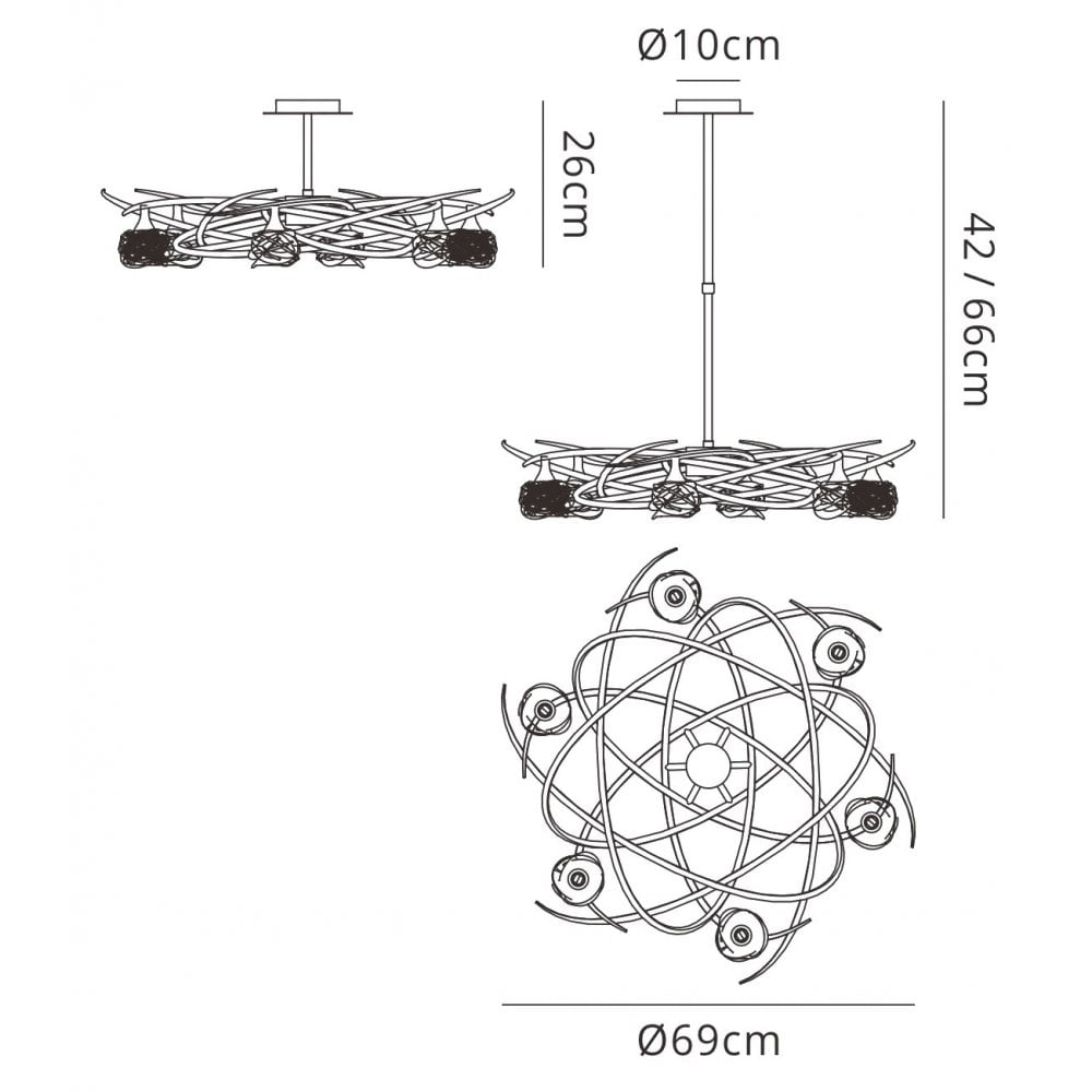 M4072 Maremagnum Telescopic Convertible To Semi Flush 6 Light G9 Antique Brass