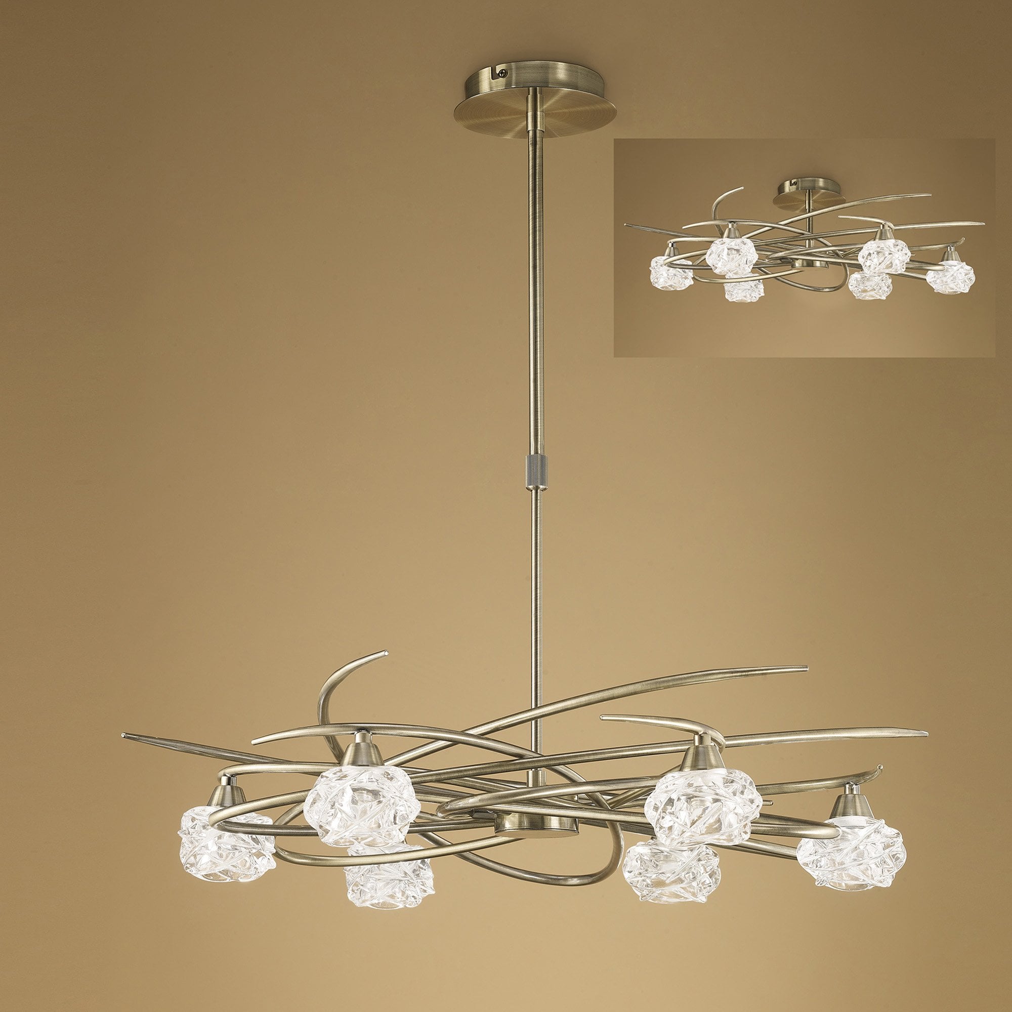 M4072 Maremagnum Telescopic Convertible To Semi Flush 6 Light G9 Antique Brass