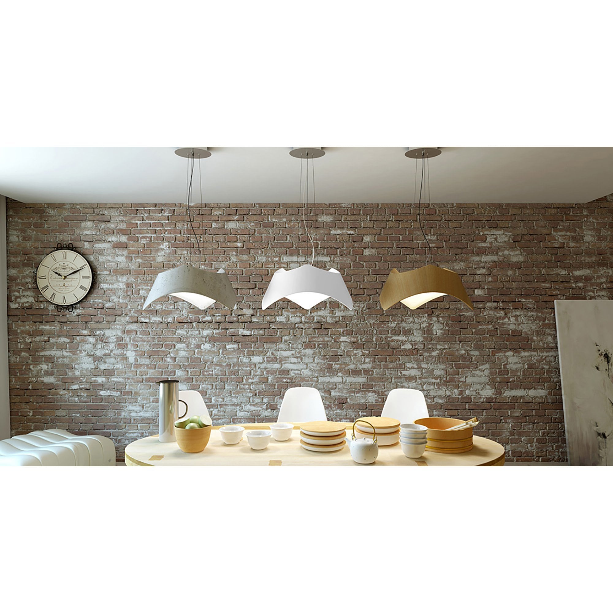 M4810 Maui Pendant 5W+19W LED Gloss White / Polished Chrome