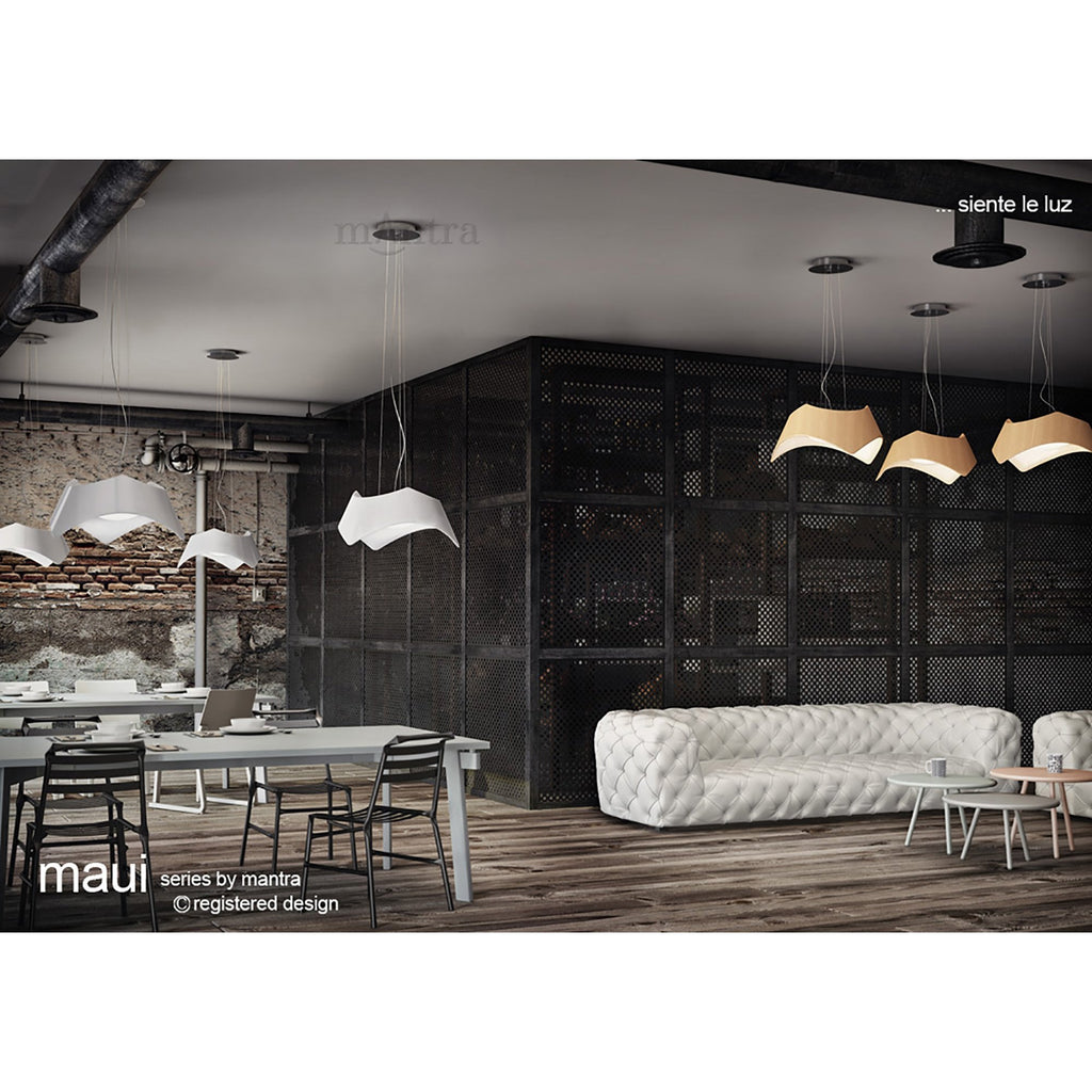 M4811 Maui Pendant 5W+19W LED Beech / Polished Chrome