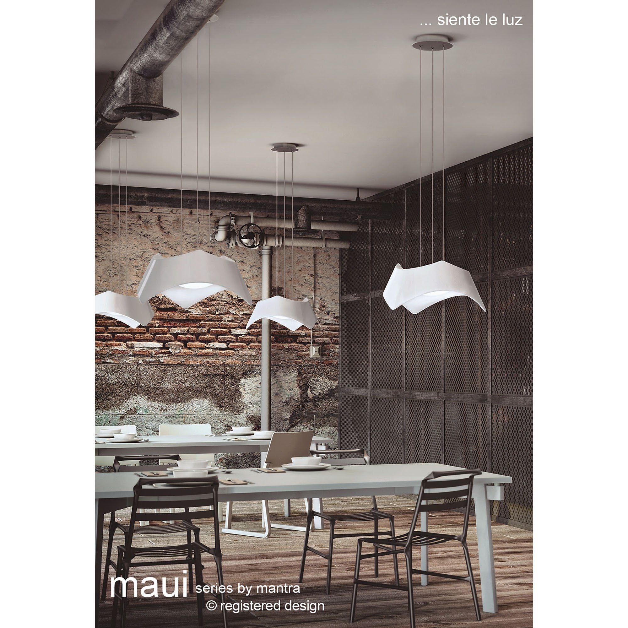 M4811 Maui Pendant 5W+19W LED Beech / Polished Chrome
