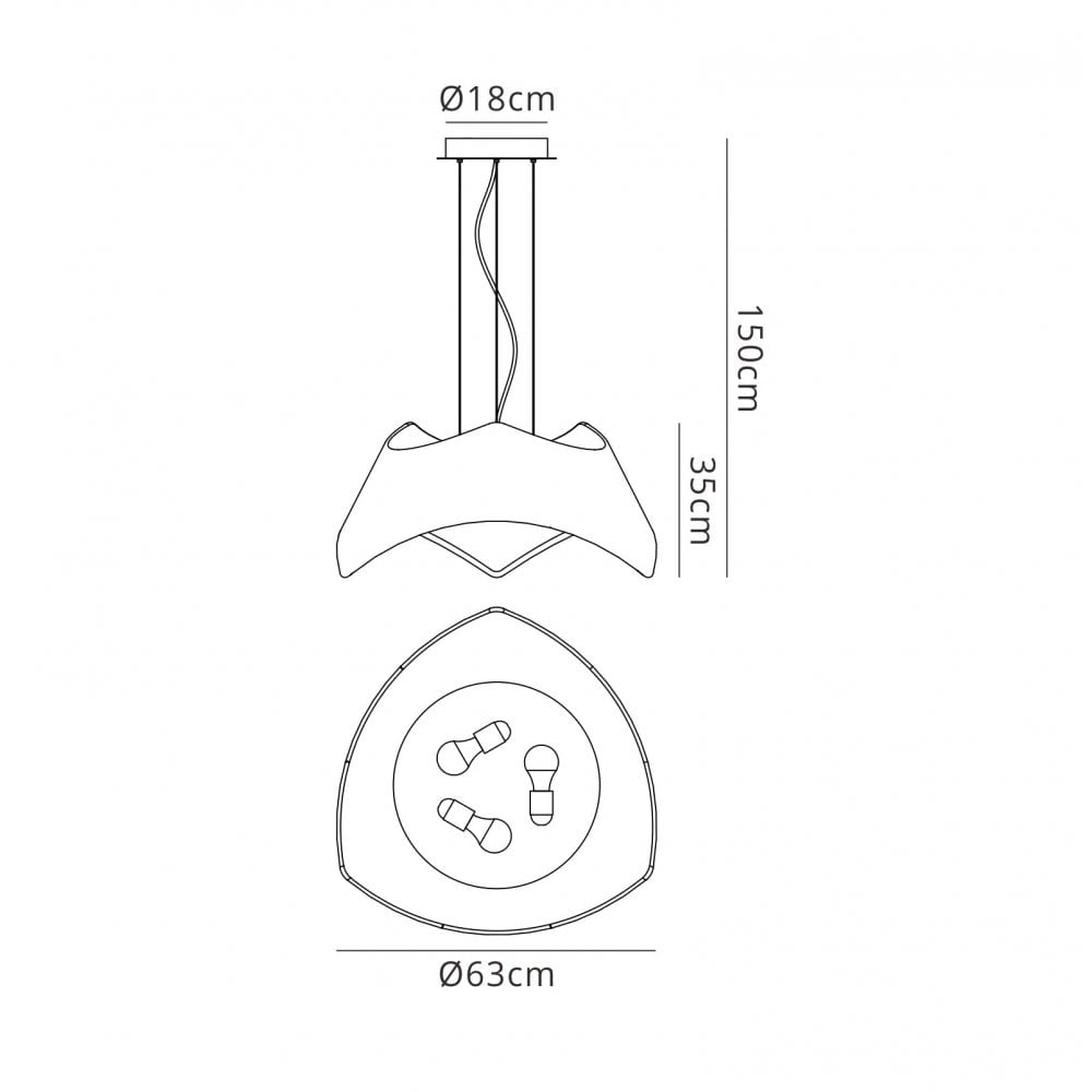 M4815 Maui Pendant 3 Light E27 Cement Effect / Polished Chrome
