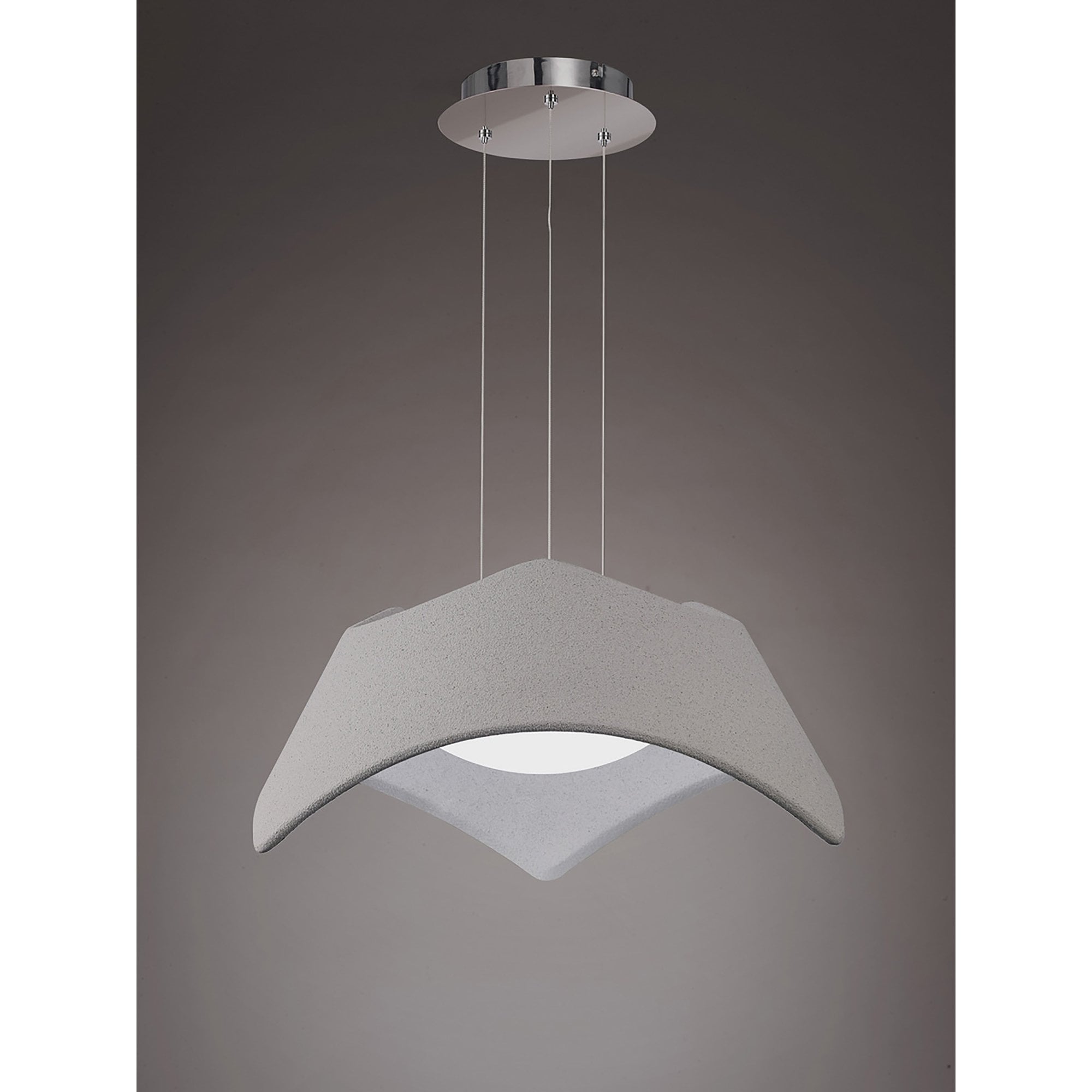 M4815 Maui Pendant 3 Light E27 Cement Effect / Polished Chrome